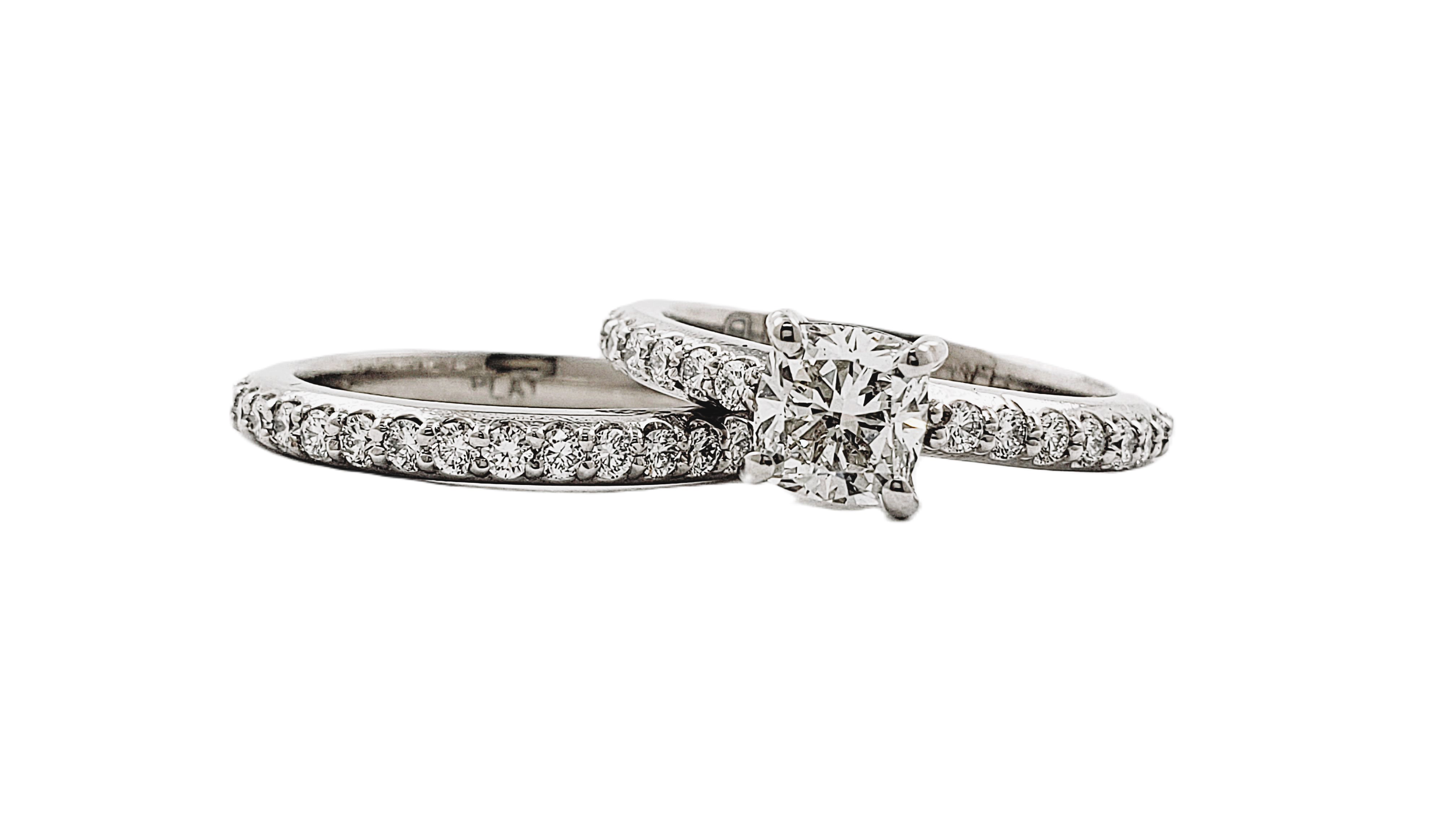 Cushion Shape Bridal Set with Round Side Diamonds